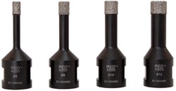 KGS RED K855 - 4-Piece Diamond Drill Bit Set M14 - 6, 8, 10, 12 mm