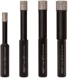 KGS RED K856 - Diamond drill set with hexagonal connection - Dry - 6, 8, 10 and 12 mm